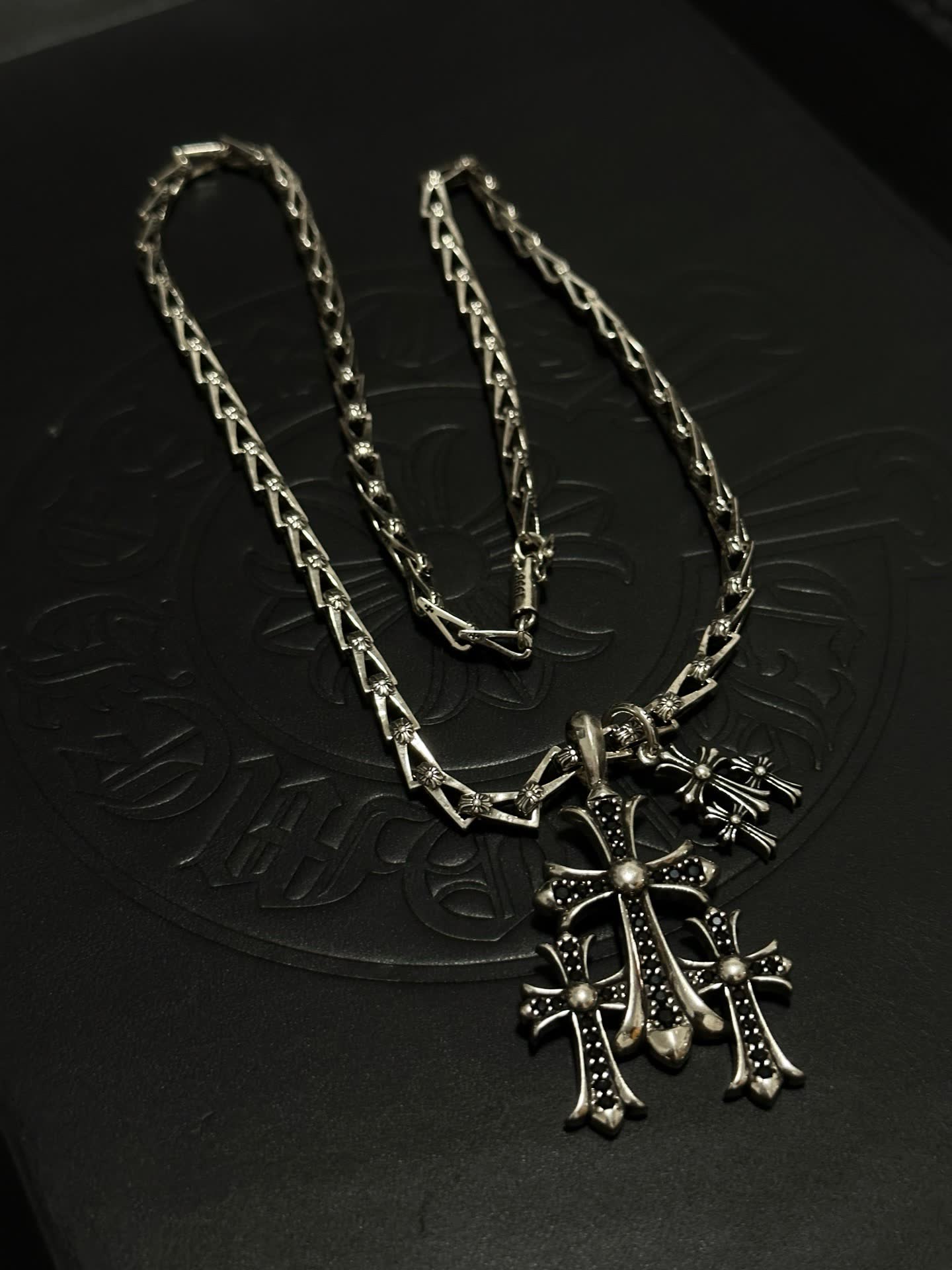Chrome Hearts Silver Cross Pendant Necklace